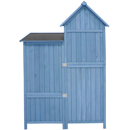 Gerätehaus Gartenschrank Geräteschuppen Geräteschrank, BxT: 118x54 cm, 118 x 54 x 173 cm (BxTxH), wetterfest, Holz, Blau, PVC-Dach (Set, 1 St., 1 x Geräteschrank)