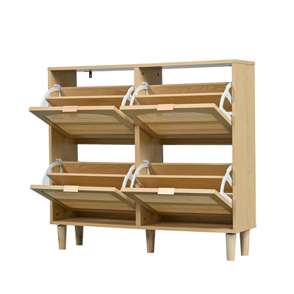 Schuhschrank mit 4 Klappschubladen, Schuhregal für Flur, Schlafzimmer, Wohnung,Holzmöbel, Landhausstil