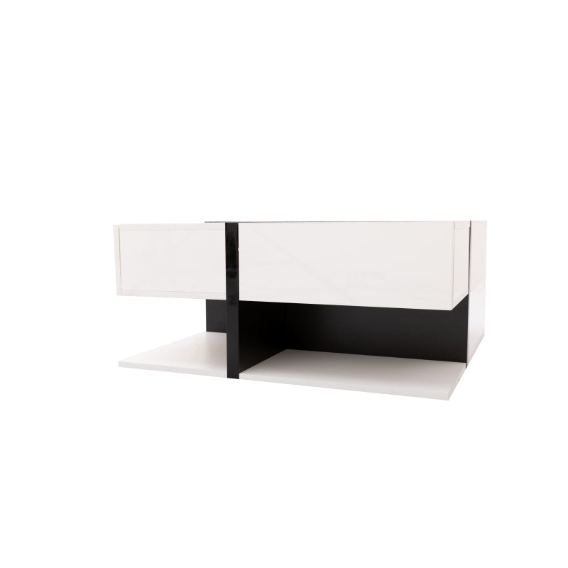 Hochglanz-Couchtisch, Tisch mit 4 Schubladen, einzigartige Farbabstimmung und Liniendesign, Stauraum unten. 78*78*36cm
