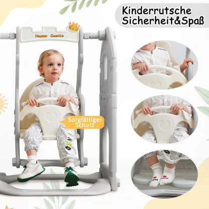 Kinderrutschen-Set mit Schaukel,5 in 1 Kinderrutsche, Rutsche, Klettern, Stauraum, Schaukel, Basketballrahmen ,Schaukel Rutsche für Indoor