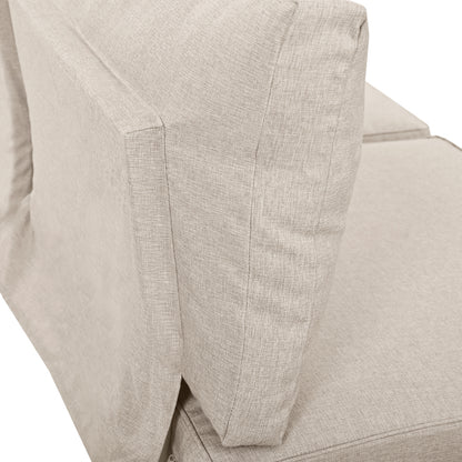 Garten-Loungesessel-Set, Gestell aus verzinktem Stahl, (2x Zweisitzer, 2x Beistelltische, 1x Tisch), Akazienholzplatte, Stoffbezug zur Bespannung der Rückenlehne, beige(previous sku:HW00005AAW)