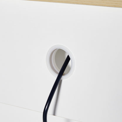 Ausziehbarer Bartisch mit Stauraum(110-124×78×97.5cm), für 2-6 Personen, Kücheninseln mit 2 Schubladen, 2 seitliche offene Regale und eingebaute Steckdose,Tischplatte aus weiß marmoriertem MDF,Weiß