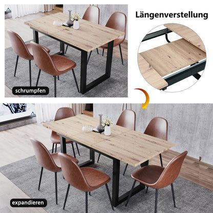 Erweiterbarer Esstisch, Industriestil, Platzsparender multifunktionaler Esstisch, Eicheoptik+schwarz