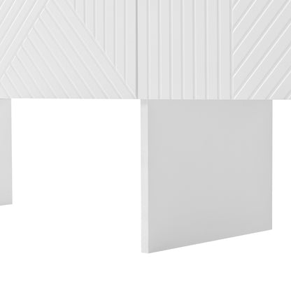 Kommode / Sideboard / Flurschrank mit 2 offenen Fächern und 4 Türen, Weiß