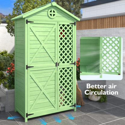 Outdoor Holz Gartenmöbel Aufbewahrungsschuppen, Werkzeughaus für Garten, Terrasse, verblassungsfrei, wetterfest, wartungsfrei, umweltfreundlich, sicher und geschützt, grün