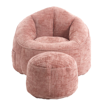 Sitzsack Sofa Stuhl für Erwachsene mit Fußstütze, Rosa