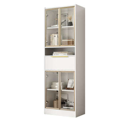 Moderner Weißer Hochschrank mit 16-Farb-LED und Bluetooth – 60×35×180cm