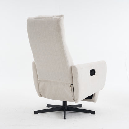Bequemer Relaxsessel mit Liegefunktion – Chenille Fernsehsessel mit Fußstütze, drehbarer Stillsessel & Loungesessel für Wohnzimmer, modernes Sofa, Beige