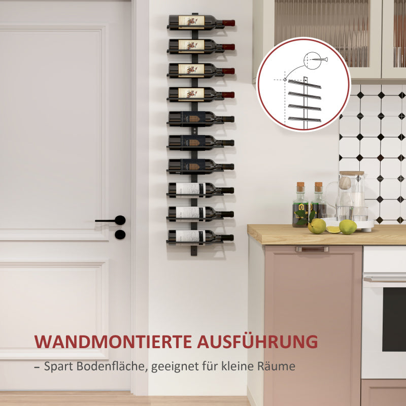 Weinregal, Flaschenregal für 10 Weinflaschen, Weinflaschenregal für Küche, Esszimmer, Schwarz