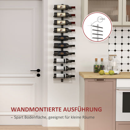 Weinregal, Flaschenregal für 10 Weinflaschen, Weinflaschenregal für Küche, Esszimmer, Schwarz