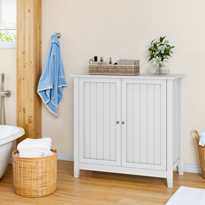 Badezimmer-Bodenschrank, moderner Aufbewahrungsschrank für Wohnzimmer, Badezimmer und Schlafzimmer, Weiß