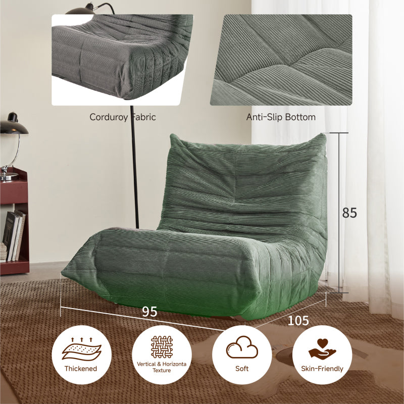 Moderne Sofas, Sitzsäcke für Erwachsene auf dem Bodensofa, Super Soft Memory Sponge Sofa, Togo Sofa Stuhl, Wohnzimmermöbel, Geeignet für Schlafzimmer, Balkon, Schlafsaal, Kaminstuhl (grün)