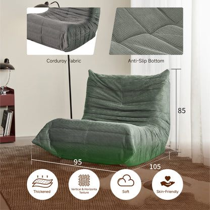 Moderne Sofas, Sitzsäcke für Erwachsene auf dem Bodensofa, Super Soft Memory Sponge Sofa, Togo Sofa Stuhl, Wohnzimmermöbel, Geeignet für Schlafzimmer, Balkon, Schlafsaal, Kaminstuhl (grün)