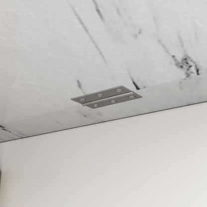 Tragbarer Esstisch, klappbare Tischplatte, marmorierte Tischplatte, geeignet für Esszimmer, Wohnzimmer, verstellbare Trennwände, große Ablagefächer, 6 Rollen (2 feststellbar), goldene Tischbeine