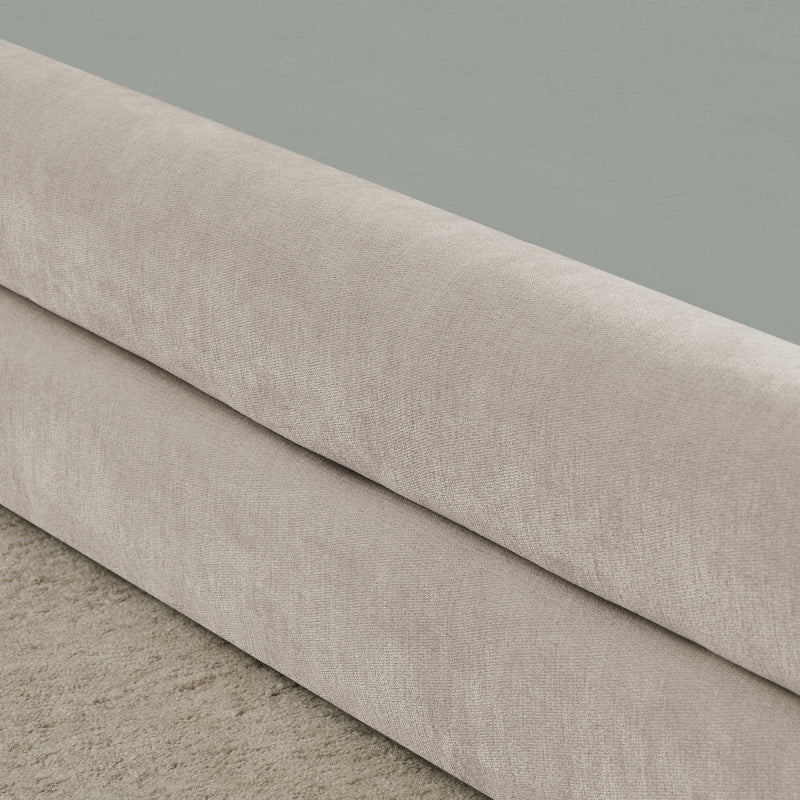 Einzelbett 90x200 cm, hautfreundlicher Chenille Stoff, komfortables Rückenlehne, auch als Kinderbett geeignet, Beige (ohne Matratze)