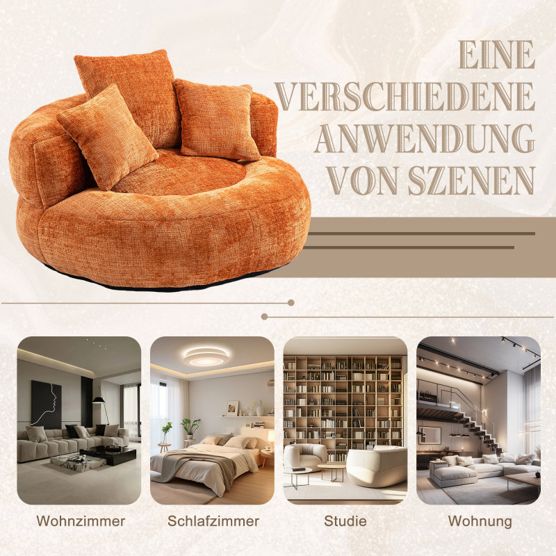 Lazy Sofa Durable Komfort Lounger hohen Rücken Sitzsack Stuhl Couch mit drei Kissen für Erwachsene und Kinder, Indoor & Outdoor, Single Gaming Sofa Stuhl für Schlafzimmer, Büro (Orange Chenille)