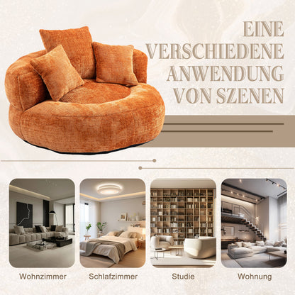Lazy Sofa Durable Komfort Lounger hohen Rücken Sitzsack Stuhl Couch mit drei Kissen für Erwachsene und Kinder, Indoor & Outdoor, Single Gaming Sofa Stuhl für Schlafzimmer, Büro (Orange Chenille)