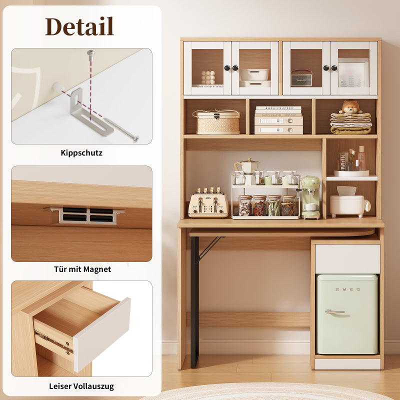 Computertisch,Regal-Schreibtisch,Schrankschreibtisch Arbeitstisch, Schrankschreibtisch,Weiß Natur 180cm