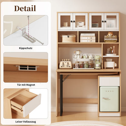 Computertisch,Regal-Schreibtisch,Schrankschreibtisch Arbeitstisch, Schrankschreibtisch,Weiß Natur 180cm