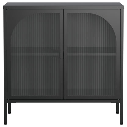 Metallseitenbrett-Schrank, Akzent-Speicherschrank mit 2 Glasklappen, Moderner Kaffebar-Schrank mit Einstellbaren Regalen für Küche, Wohnzimmer und Flur, eisenhaltig, H80cm×B80cm×T35cm