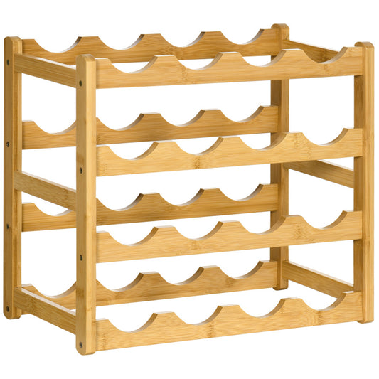 Weinregal Flaschenständer aus Bambus für 16 Flaschen stilvolles Naturholzdesign für Küche & Wohnzimmer