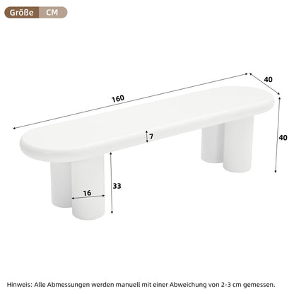 Weißer 160 x 40 x 40 cm großer TV-Schrank, moderner TV-Tisch im minimalistischen Stil mit 4 stabilen Stützbeinen, geeignet für Fernseher bis zu 65 Zoll