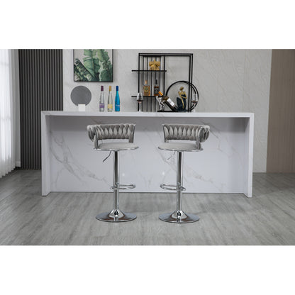 COOLMORE 360 Grad drehbare Barhocker 2 Stück Set höhenverstellbare Stühle mit Fußstütze für Küche, Esszimmer, Insel, Bar, Weinkeller, Büro, Wohnzimmer, Wohnzimmer, Silber, Modern Style, High-End Style