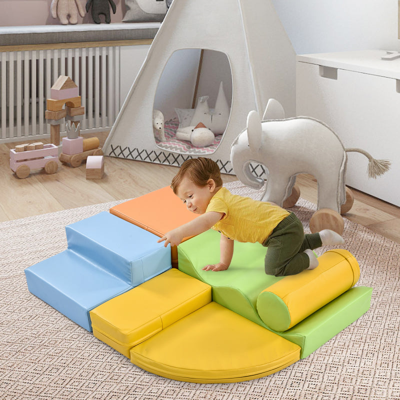 6 TLG Riesenbausteine zum Toben & Klettern Großbausteine für Kinder. Treppe und Rutsche für Kinder - Spielzeug zum Klettern, Rutschen und Krabbeln. im Vorschulalter & Babys Softbausteine, bunt.