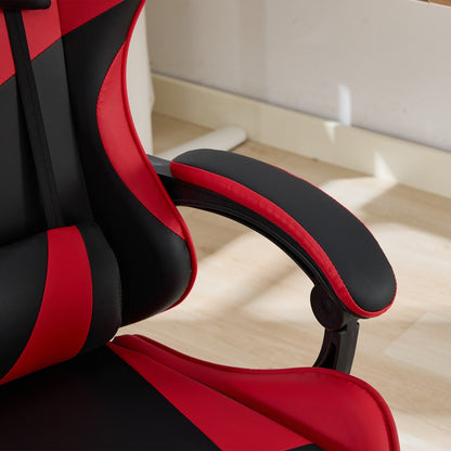 Gaming Stuhl Racing Design, 155° Liegefunktion, Fußstütze, Lendenmassage, Schwarz-Rot