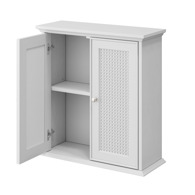 Weißer wandmontierter Badezimmerschrank, Badezimmer Medizinschrank mit verstellbaren Regalen