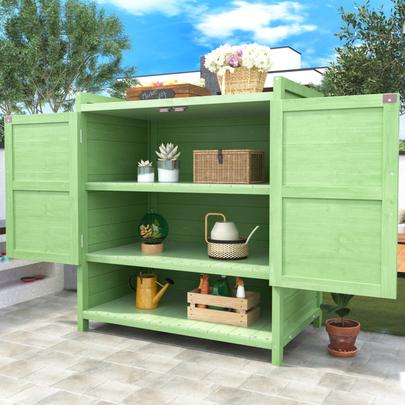 Outdoor Holz Gartenmöbel Aufbewahrungsschuppen, Werkzeughaus für Garten, Terrasse, verblassungsfrei, wetterfest, wartungsfrei, umweltfreundlich, sicher und geschützt, grün