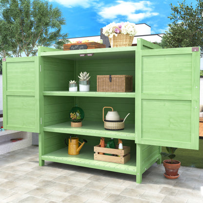 Outdoor Holz Gartenmöbel Aufbewahrungsschuppen, Werkzeughaus für Garten, Terrasse, verblassungsfrei, wetterfest, wartungsfrei, umweltfreundlich, sicher und geschützt, grün