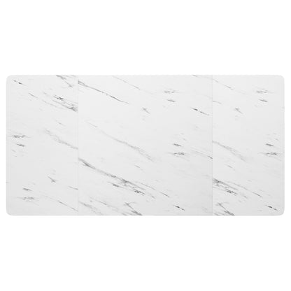 Tragbarer Esstisch, klappbare Tischplatte, marmorierte Tischplatte, geeignet für Esszimmer, Wohnzimmer, verstellbare Trennwände, großes Staufach, 6 Rollen (2 feststellbar), schwarze Tischbeine