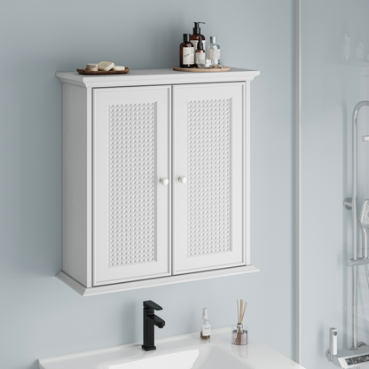 Weißer wandmontierter Badezimmerschrank, Badezimmer Medizinschrank mit verstellbaren Regalen