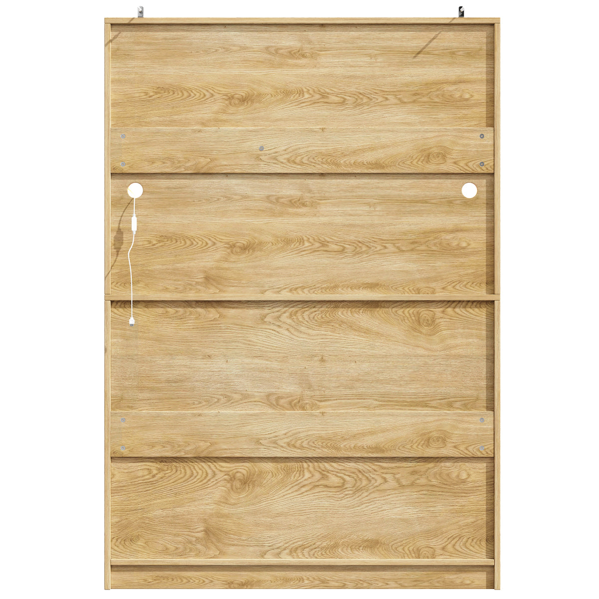 Hochschrank 120x40x180cm Vitrine mit LED-App-Steuerung & Musikmodus, Küchenschrank Natur Holzoptik, MDF-Geflecht & Glastüren