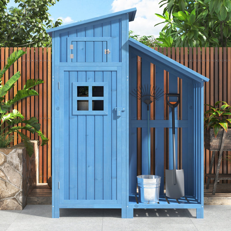 Gerätehaus Gartenschrank Geräteschuppen Geräteschrank, BxT: 124x46 cm,BxTxH:124x46x174cm, auch für kleine Gärten geeignet, Blau, (Holzhütte, 1 St., Gartenhaus)