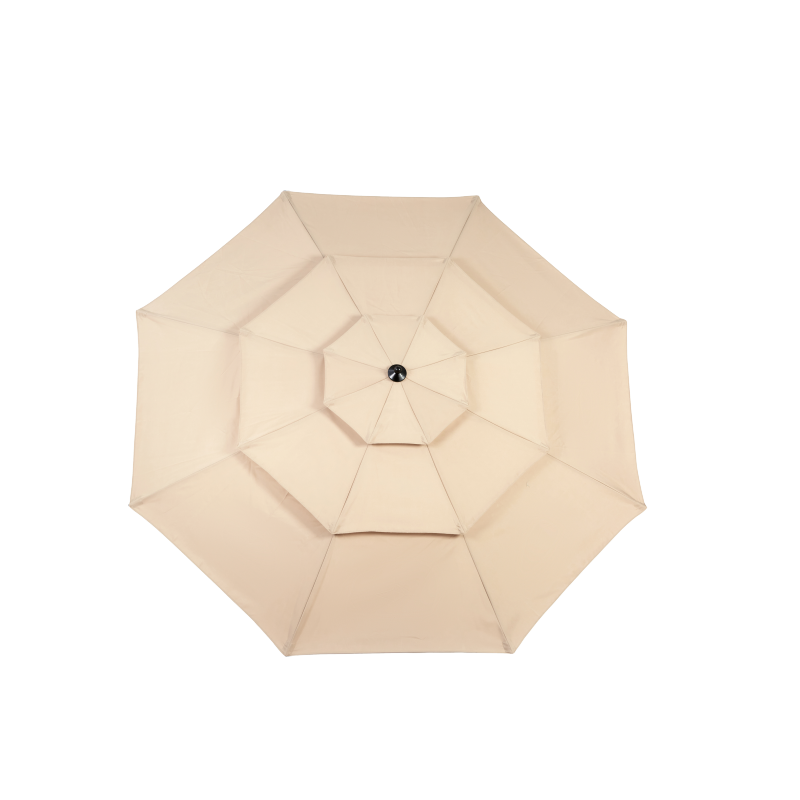 14.8 Ft Double Sided Outdoor Umbrella Rectangular Large with Crank(khaki)(No Base)