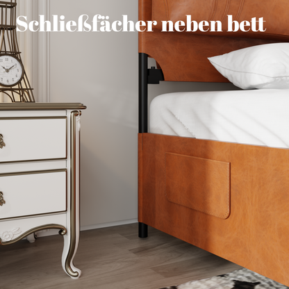 High-End-leichte Luxus Stil mit zwei Leder-Weich Kissen, ausgestattet mit 4 abnehmbaren, zweizweckigen Lederbett, kein Boxfeder 140*200