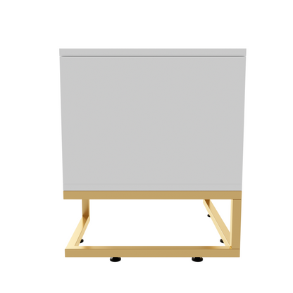 TV-Schrank, lowboard mit strukturierter Tür, TV-Möbel, goldenen Griffen und goldenen Füßen