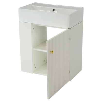 Waschbecken mit Waschtischunterschrank, Waschtischunterschrank , Waschtischunterschrank hängend hellgrau , Kleine Gästebad Möbel, White