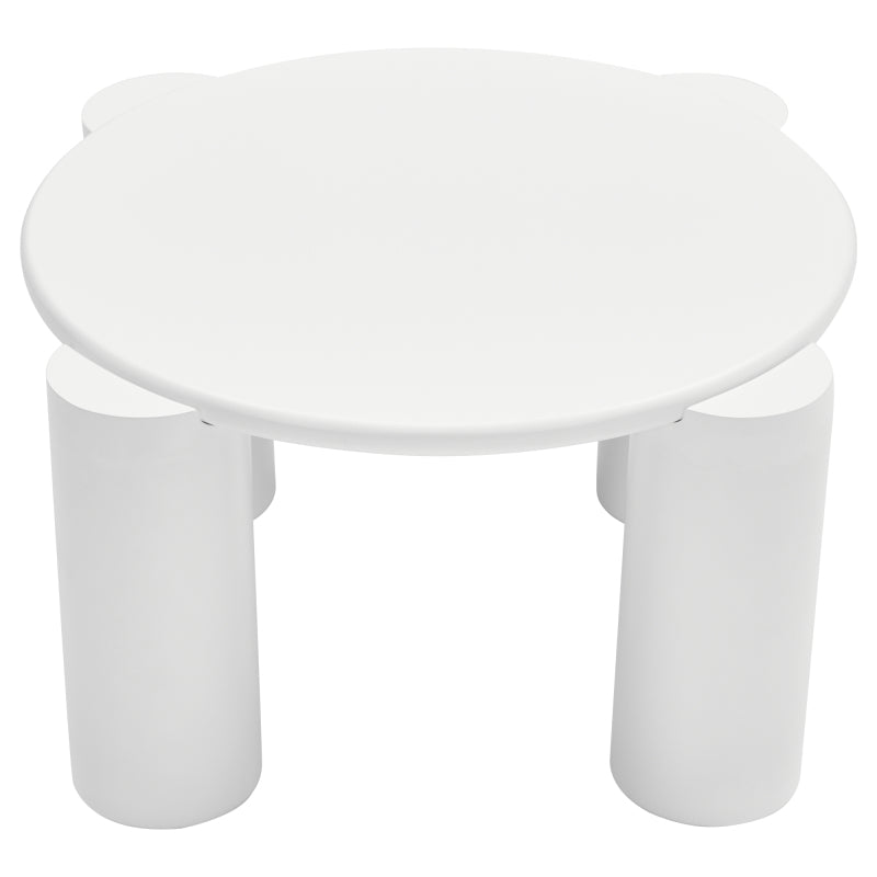 White Cloud Couchtisch, moderner Couchtisch mit 4 stabilen Stützbeinen, kleiner weißer Couchtisch, runde Kante, passt gut in Wohnzimmer, Schlafzimmer, Balkon, Terrasse