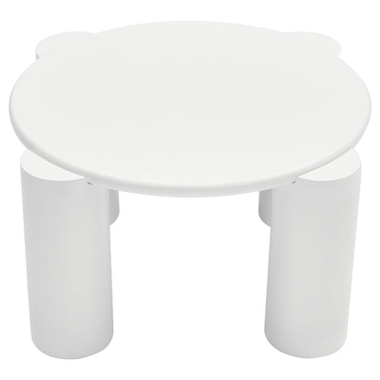 White Cloud Couchtisch, moderner Couchtisch mit 4 stabilen Stützbeinen, kleiner weißer Couchtisch, runde Kante, passt gut in Wohnzimmer, Schlafzimmer, Balkon, Terrasse