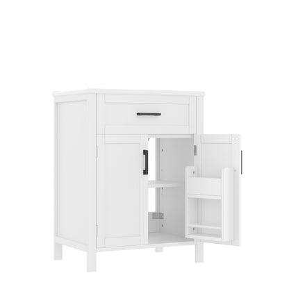 Bodenstehender Badezimmerschrank mit Waschbecken,Waschtisch,Volllackierung, integriertes Keramik Waschbecken, weiß