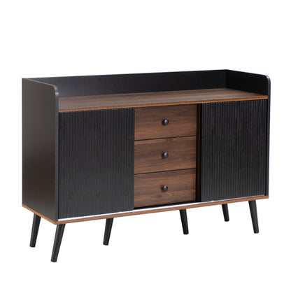 Sideboard mit drei Schubladen, exquisite Maserung. Sideboard für Schlafzimmer und Wohnzimmer, Moderne Holzfarbe-Sideboard mit Stauraumregalen. H80/L117,5/T40 cm