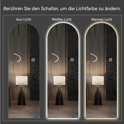 LED Spiegel 165x50 cm, Wandspiegel Randlos, Dimmbar (Warm-/Kaltweiß), Ganzkörperspiegel mit Beleuchtung