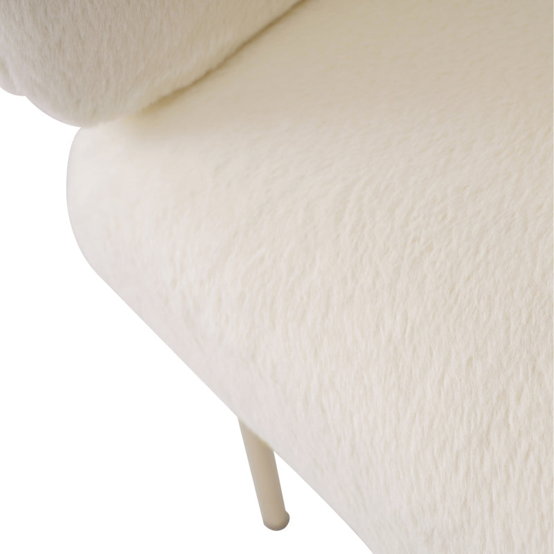 Freizeitstuhl, 2er-set, Esszimmerstuhl, Ankleide Stuhl mit vier Stützbeinen aus Metall, Kaninchendaunenimitat, beige