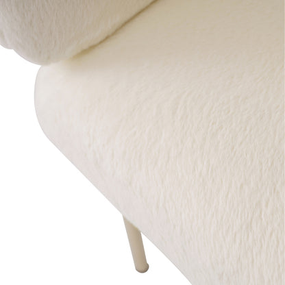 Freizeitstuhl, 2er-set, Esszimmerstuhl, Ankleide Stuhl mit vier Stützbeinen aus Metall, Kaninchendaunenimitat, beige