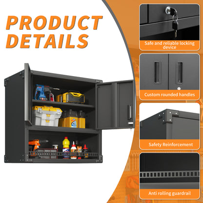Metall Wandmontage Werkzeug Schrank mit Tür und Fach, Metallwandregal mit Schloss für Garage, Werkstatt, Büro - Umweltfreundlich, Robust, Montageerforderlich, H 77 cm × B 80 cm × T 30 cm