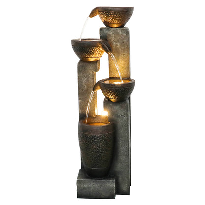 40inches High Pots Outdoor Garden Water Fountain with Warm LED lights