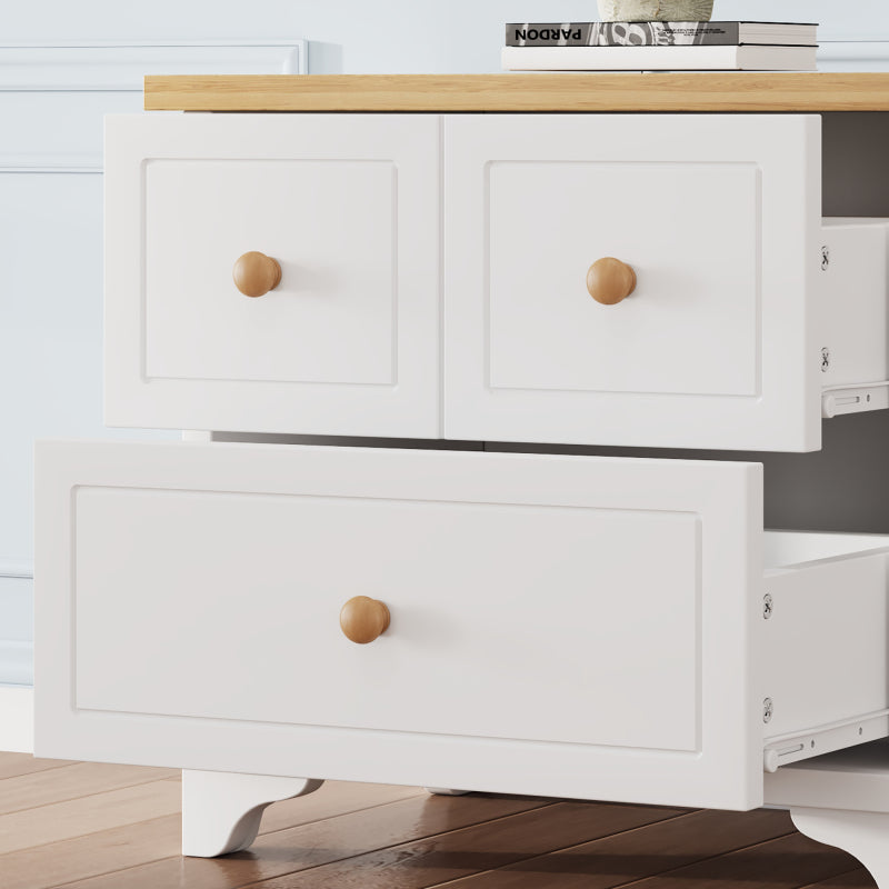 Nachttisch mit 2 Schubladen, geräuschlosen Gleitern, Schön gearbeitete Füße, Stauraum im Wohnzimmer und Schlafzimmer, MDF+Spanplatte, Weiß+Natur